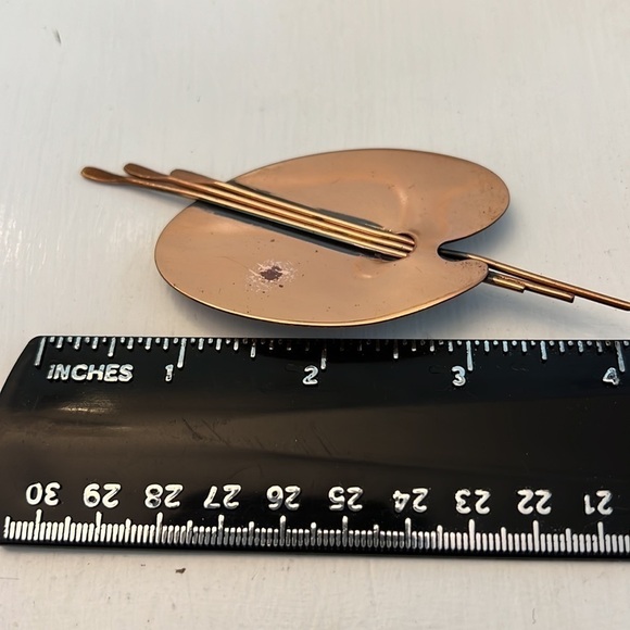 Vintage Renoir Copper Artist Paint Pallet Pin Brooch MCM mid century modern - Picture 5 of 5